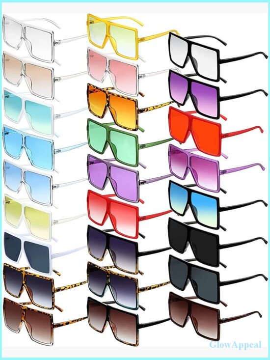 26 Pairs Square Oversized Sunglasses Flat Top Shades main image 5